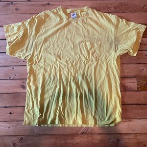 Vintage 90s Nike Pocket Tee Men’s Size XL Yellow T-shirt MADE IN USA swoosh